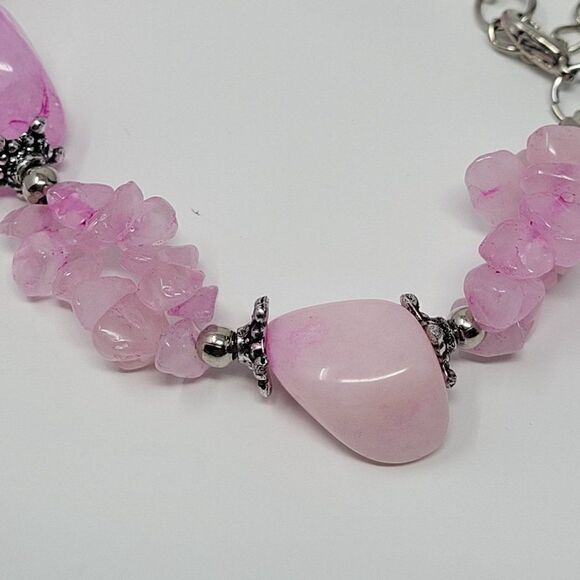 Natural Gem 2pc Set Pink Quartz Drop Earrings Pierced Bracelet Love Healing Gift - Picture 10 of 16